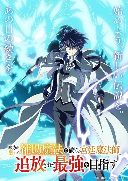 Постер к Придворный маг, пользовавшийся лишь магией поддержки, потому что его союзники слишком слабы, решил стать сильнейшим после изгнания